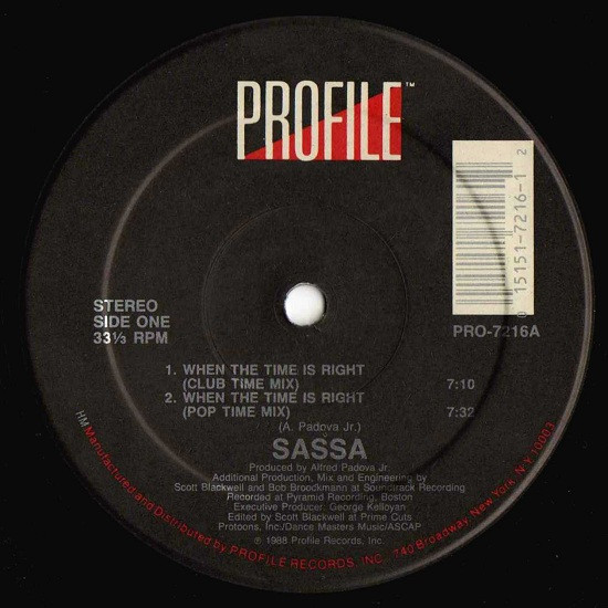 Sassa - When The Time Is Right | Profile Records (PRO-7216) - main Sassa - When The Time Is Right | Profile Records (PRO-7216) - main