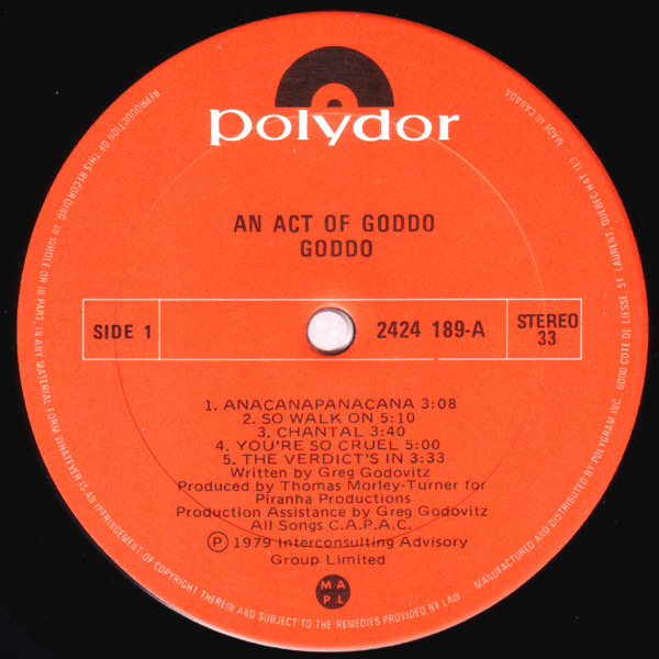Goddo - An Act Of Goddo | Polydor (2424 189) - 3