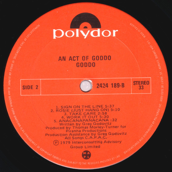 Goddo - An Act Of Goddo | Polydor (2424 189) - 4