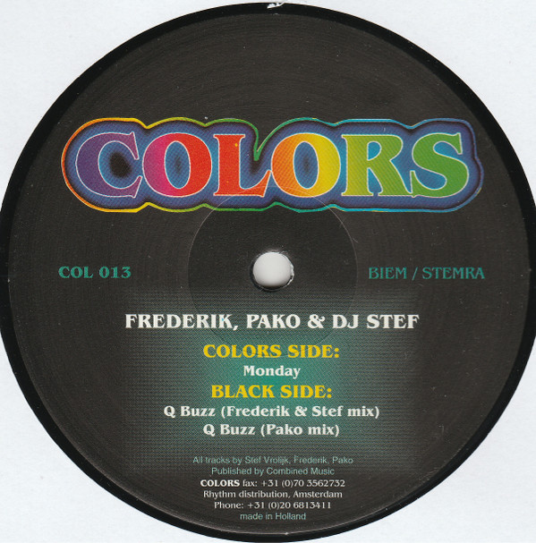 Stef, Pako & Frederik - Monday | Colors (COL 013) - 2