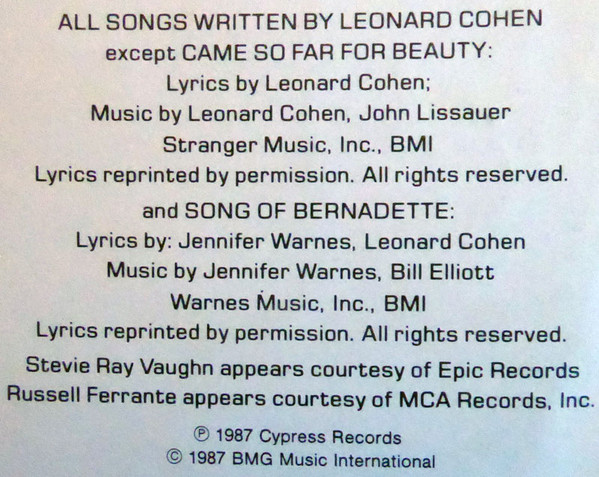 Jennifer Warnes - Famous Blue Raincoat (The Songs Of Leonard Cohen) | Ariola (208 418) - 10