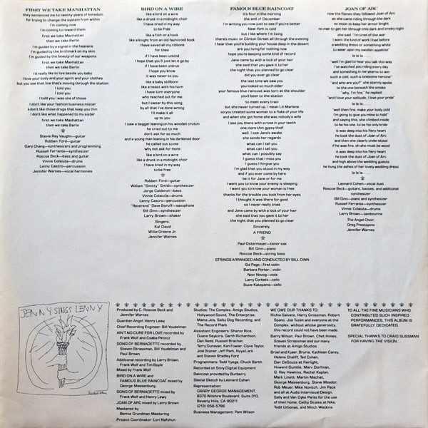 Jennifer Warnes - Famous Blue Raincoat (The Songs Of Leonard Cohen) | Ariola (208 418) - 5