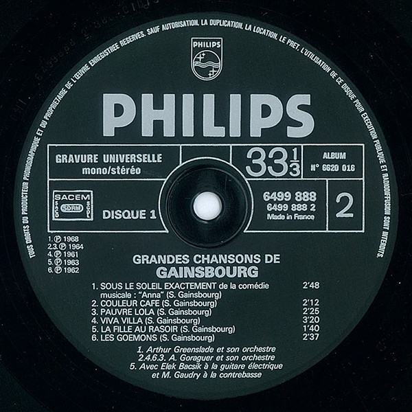 Serge Gainsbourg - La Chanson De Prévert | Philips (6620 016) - 7