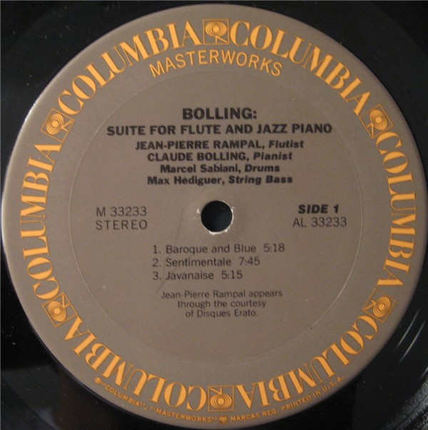 Jean-Pierre Rampal / Claude Bolling - Suite For Flute And Jazz Piano | Columbia Masterworks (M 33233) - 3 Jean-Pierre Rampal / Claude Bolling - Suite For Flute And Jazz Piano | Columbia Masterworks (M 33233) - 3
