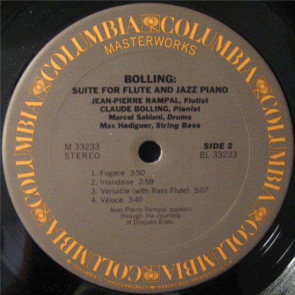 Jean-Pierre Rampal / Claude Bolling - Suite For Flute And Jazz Piano | Columbia Masterworks (M 33233) - 4 Jean-Pierre Rampal / Claude Bolling - Suite For Flute And Jazz Piano | Columbia Masterworks (M 33233) - 4
