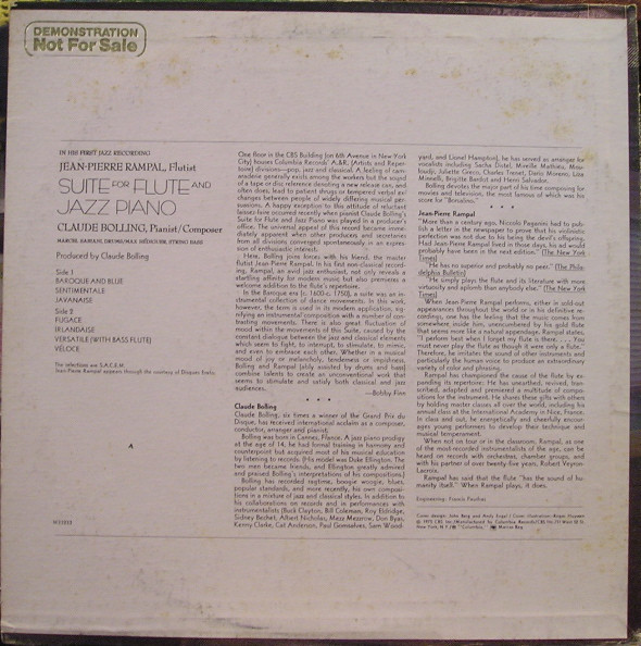 Jean-Pierre Rampal / Claude Bolling - Suite For Flute And Jazz Piano | Columbia Masterworks (M 33233) - 2 Jean-Pierre Rampal / Claude Bolling - Suite For Flute And Jazz Piano | Columbia Masterworks (M 33233) - 2