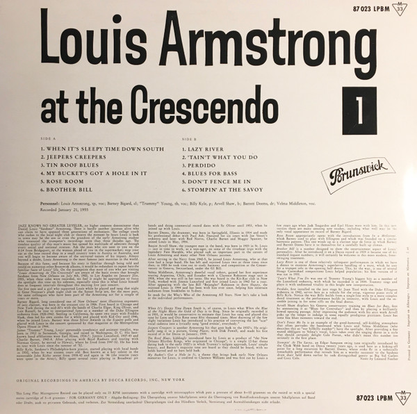 Louis Armstrong - Louis Armstrong At The Crescendo 1 | Brunswick (87 023 LPBM) - 2