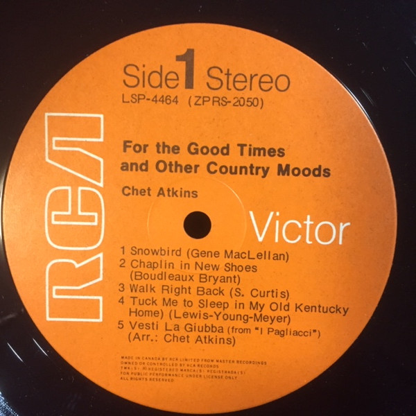 Chet Atkins - For The Good Times And Other Country Moods | RCA Victor (LSP-4464) - 3 Chet Atkins - For The Good Times And Other Country Moods | RCA Victor (LSP-4464) - 3