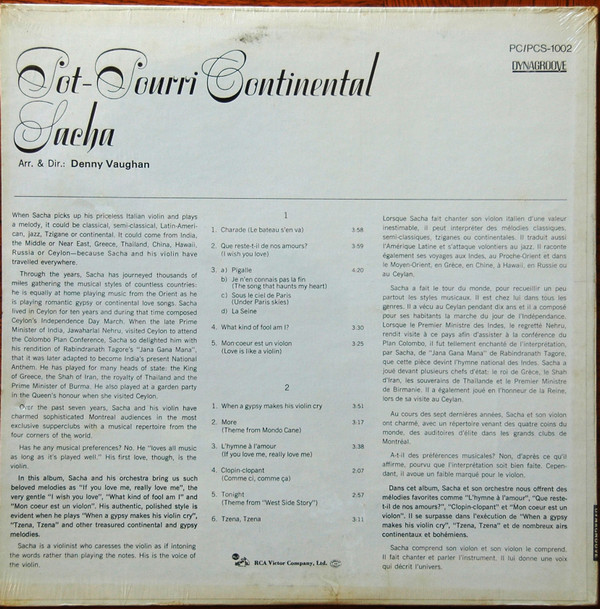Sacha - Pot-Pourri Continental | RCA Victor (PCS-1002) - 2 Sacha - Pot-Pourri Continental | RCA Victor (PCS-1002) - 2