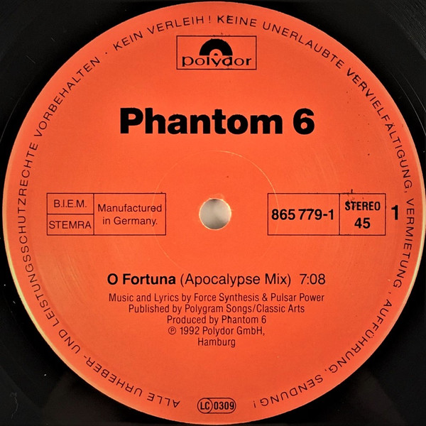 Phantom 6 - O-Fortuna | Polydor (865 779-1) - 3
