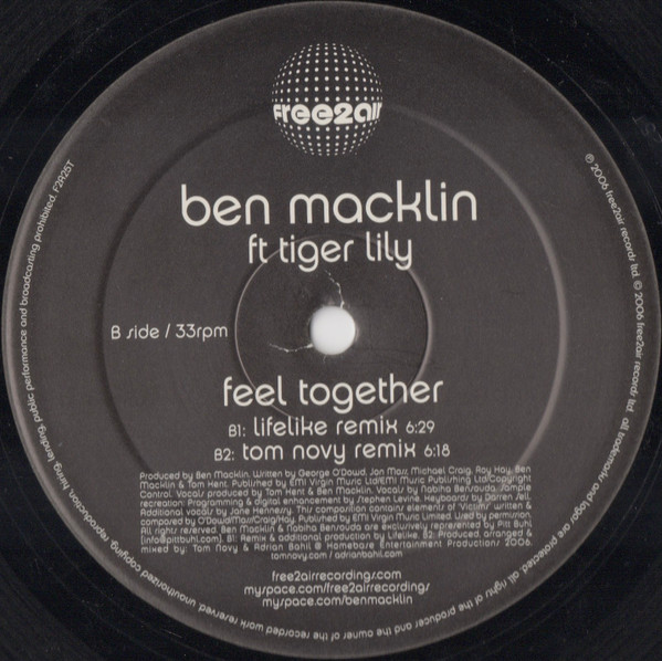 Ben Macklin Ft Tiger Lily - Feel Together | free2air Recordings (F2A25T) - 4 Ben Macklin Ft Tiger Lily - Feel Together | free2air Recordings (F2A25T) - 4