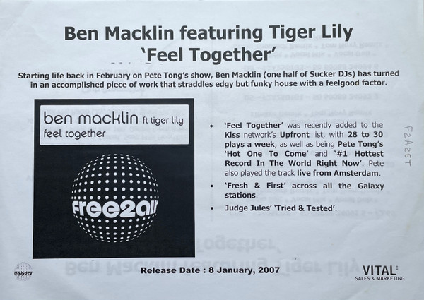 Ben Macklin Ft Tiger Lily - Feel Together | free2air Recordings (F2A25T) - 5 Ben Macklin Ft Tiger Lily - Feel Together | free2air Recordings (F2A25T) - 5