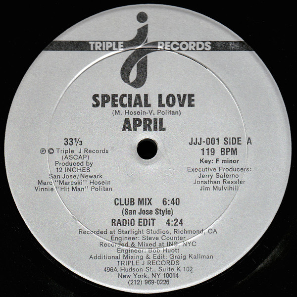 April - Special Love | Triple J Records (JJJ-001) - main