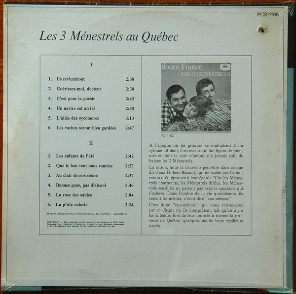 Les 3 Ménestrels - Les 3 Ménestrels Au Québec | RCA Victor (PCS-1196) - 2