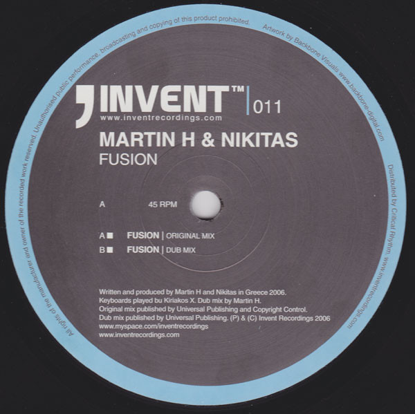 Martin H & Nikitas - Fusion | Invent Recordings (INVENT 011)