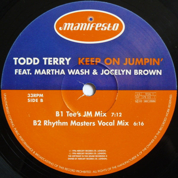 Todd Terry Feat. Martha Wash & Jocelyn Brown - Keep On Jumpin' | Manifesto (FESXL 11) - 4 Todd Terry Feat. Martha Wash & Jocelyn Brown - Keep On Jumpin' | Manifesto (FESXL 11) - 4