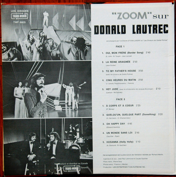 Donald Lautrec - "Zoom" Sur Donald Lautrec À Radio-Canada | Trans-World (TWF-6803) - 2 Donald Lautrec - "Zoom" Sur Donald Lautrec À Radio-Canada | Trans-World (TWF-6803) - 2