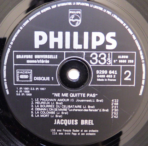 Jacques Brel - Ne Me Quitte Pas | Philips (6680 259) - 4 Jacques Brel - Ne Me Quitte Pas | Philips (6680 259) - 4