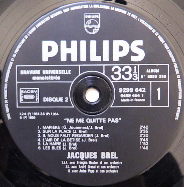 Jacques Brel - Ne Me Quitte Pas | Philips (6680 259) - 5 Jacques Brel - Ne Me Quitte Pas | Philips (6680 259) - 5