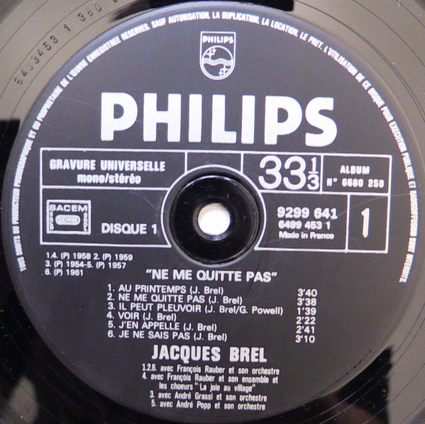 Jacques Brel - Ne Me Quitte Pas | Philips (6680 259) - 3 Jacques Brel - Ne Me Quitte Pas | Philips (6680 259) - 3
