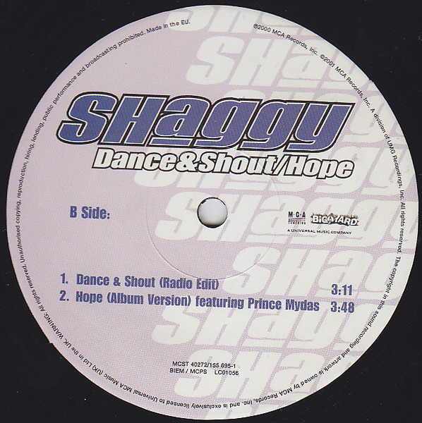 Shaggy - Dance & Shout / Hope | MCA Records (MCST 40272) - 3 Shaggy - Dance & Shout / Hope | MCA Records (MCST 40272) - 3