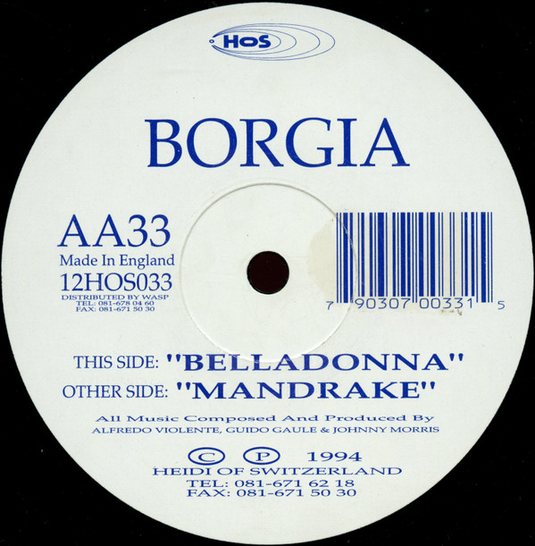 Borgia - Mandrake / Belladonna | Heidi Of Switzerland (12HOS033)