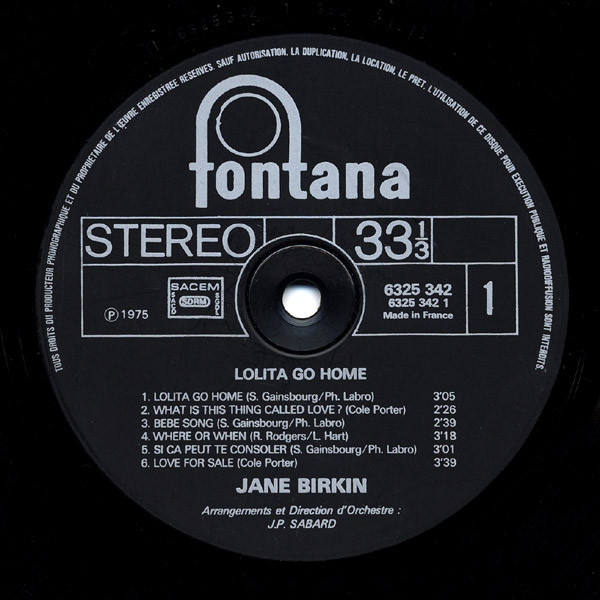Jane Birkin - Lolita Go Home | Fontana (6325 342) - 3