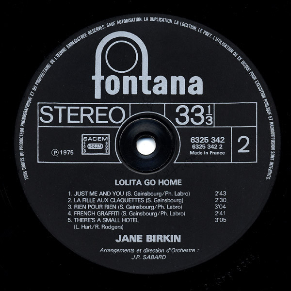Jane Birkin - Lolita Go Home | Fontana (6325 342) - 4