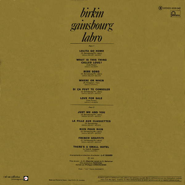Jane Birkin - Lolita Go Home | Fontana (6325 342) - 2
