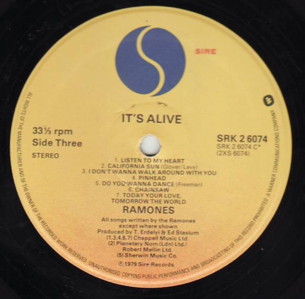 Ramones - It's Alive | Sire (SRK2 6074) - 6
