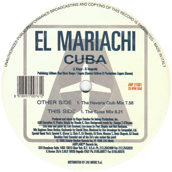 El Mariachi - Cuba | Airplane! Records (ARP 21001) - 2 El Mariachi - Cuba | Airplane! Records (ARP 21001) - 2