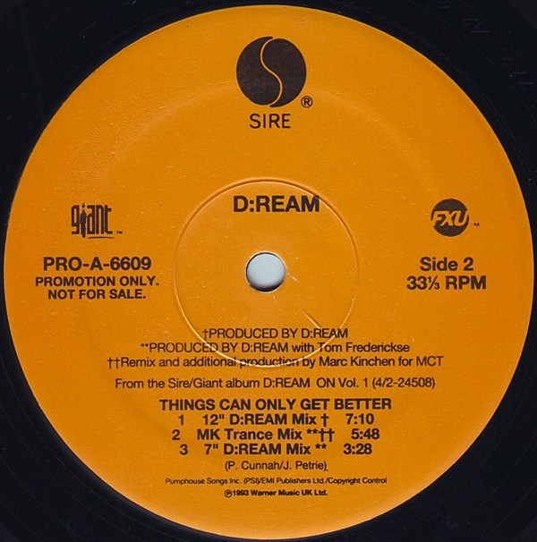D:Ream - Things Can Only Get Better | Sire (PRO-A-6609) - 2 D:Ream - Things Can Only Get Better | Sire (PRO-A-6609) - 2