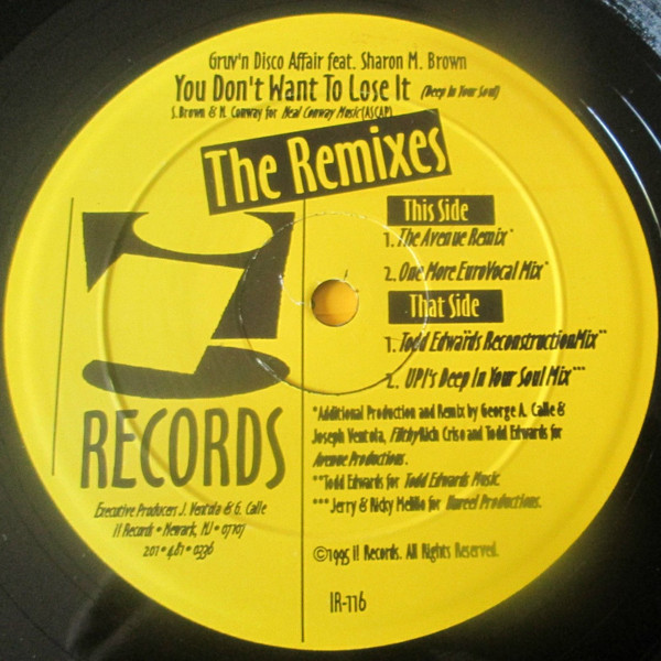 Gruv'n Disco Affair Feat. Sharon Brown - You Don't Want To Lose It (The Remixes) | i! Records (IR-116) - 3