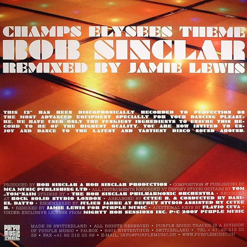 Bob Sinclar - Champs Elysees Theme (Remixed By Jamie Lewis) | Purple Tracks (PT 030) - 2 Bob Sinclar - Champs Elysees Theme (Remixed By Jamie Lewis) | Purple Tracks (PT 030) - 2