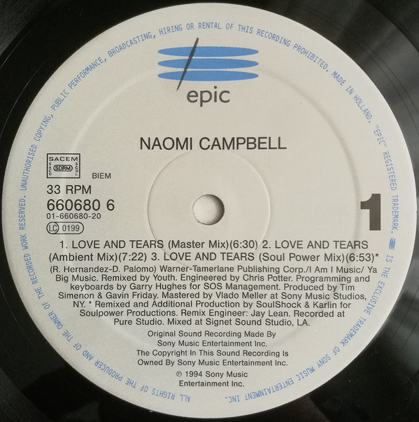 Naomi Campbell - Love And Tears | Epic (660680 6) - 3 Naomi Campbell - Love And Tears | Epic (660680 6) - 3
