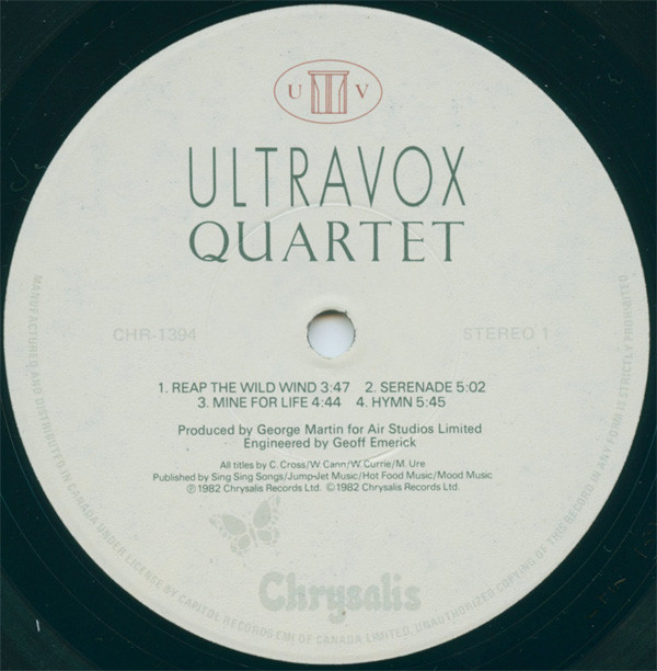 Ultravox - Quartet | Chrysalis (CHR 1394) - 3
