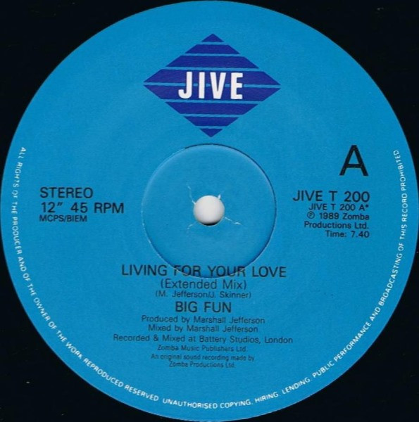Big Fun - Living For Your Love | Jive (JIVE T 200) - 3