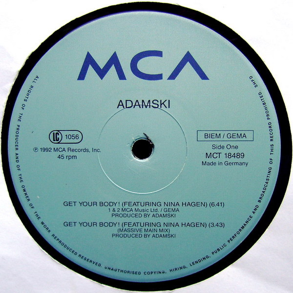 Adamski - Get Your Body! | MCA Records (MCT 18489) - 3