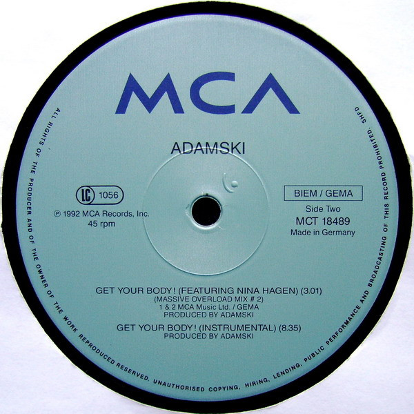 Adamski - Get Your Body! | MCA Records (MCT 18489) - 4