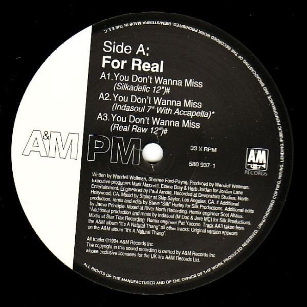 For Real - You Don't Wanna Miss | A&M PM (580 937-1) - 2