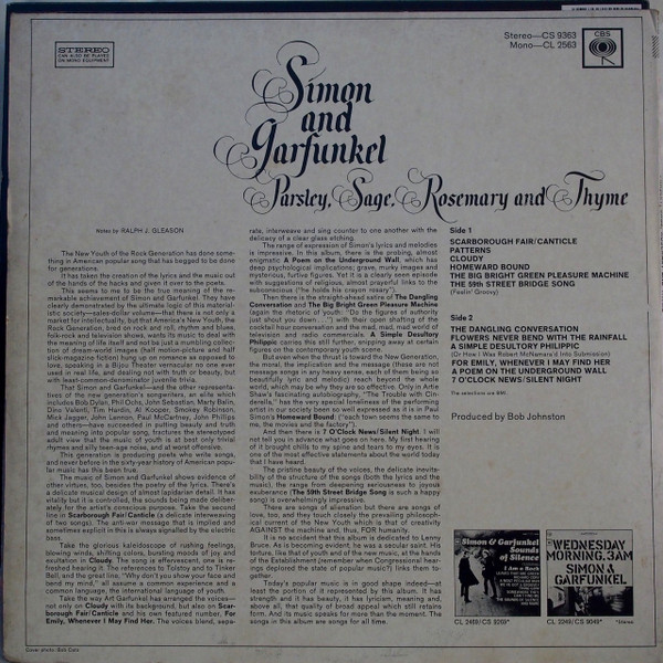 Simon And Garfunkel - Parsley, Sage, Rosemary And Thyme | Columbia (CS 9363) - 2