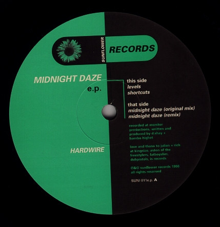 Hardwire - Midnight Daze E.P. | Sunflower Records (SUNI 011e.p.) - 2