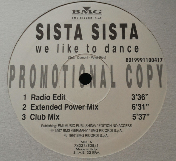 Sista Sista - We Like To Dance (Na-Na-Na) | BMG Ricordi S.p.A. (74321483841)