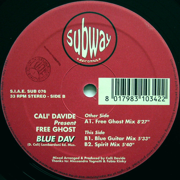 Davide Cali Present Free Ghost - Blue Dav | Subway Records (SUB 076)