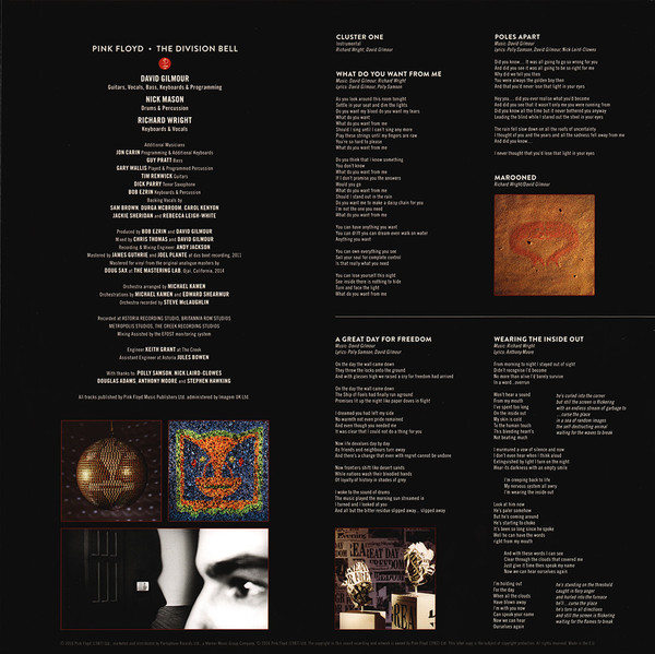 Pink Floyd - The Division Bell | Pink Floyd Records (PFRLP14) - 9 Pink Floyd - The Division Bell | Pink Floyd Records (PFRLP14) - 9