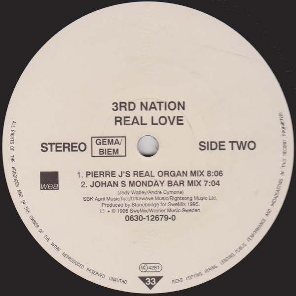 3rd Nation - Real Love (Mixes) | WEA (0630-12679-0) - 3 3rd Nation - Real Love (Mixes) | WEA (0630-12679-0) - 3