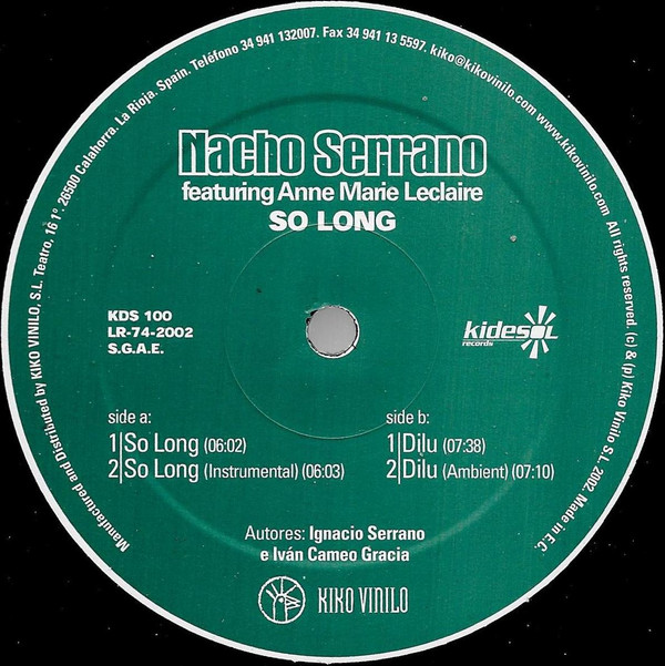 Nacho Serrano - So Long | Kidesol Records (KDS 100) - 3 Nacho Serrano - So Long | Kidesol Records (KDS 100) - 3