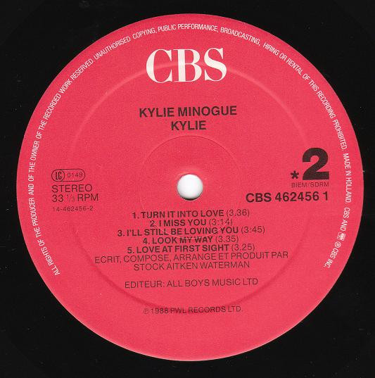 Kylie Minogue - Kylie | CBS (CBS 462456 1) - 4