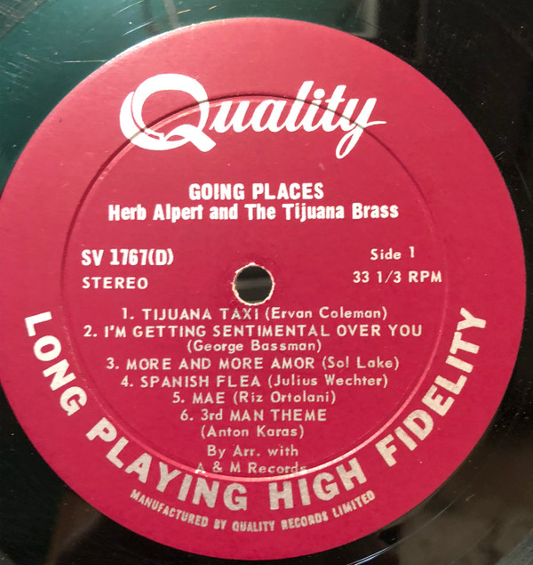 Herb Alpert And The Tijuana Brass - !!Going Places!! | Quality (SV 1767(D)) - 3 Herb Alpert And The Tijuana Brass - !!Going Places!! | Quality (SV 1767(D)) - 3