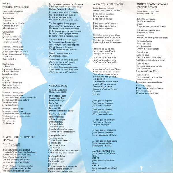 Julien Clerc - Femmes, Indiscrétion, Blasphème. | Virgin (201916) - 5